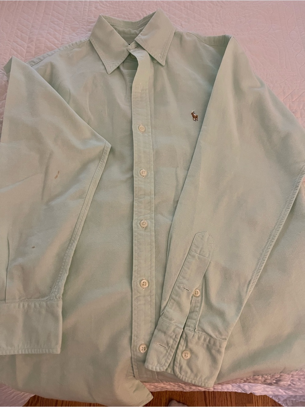 Vintage 90s Ralph Lauren Blue Label Mint Green Oxford Button Down Shirt Size 2